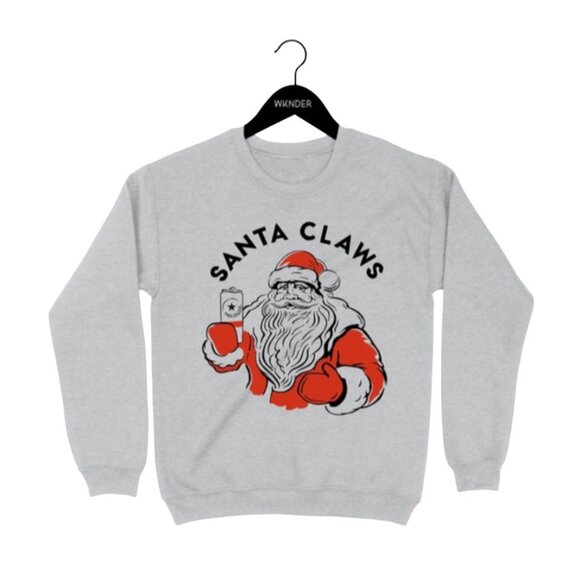 Tops - Santa Claws Graphic Crewneck Sweatshirt Grey Size Medium NWT